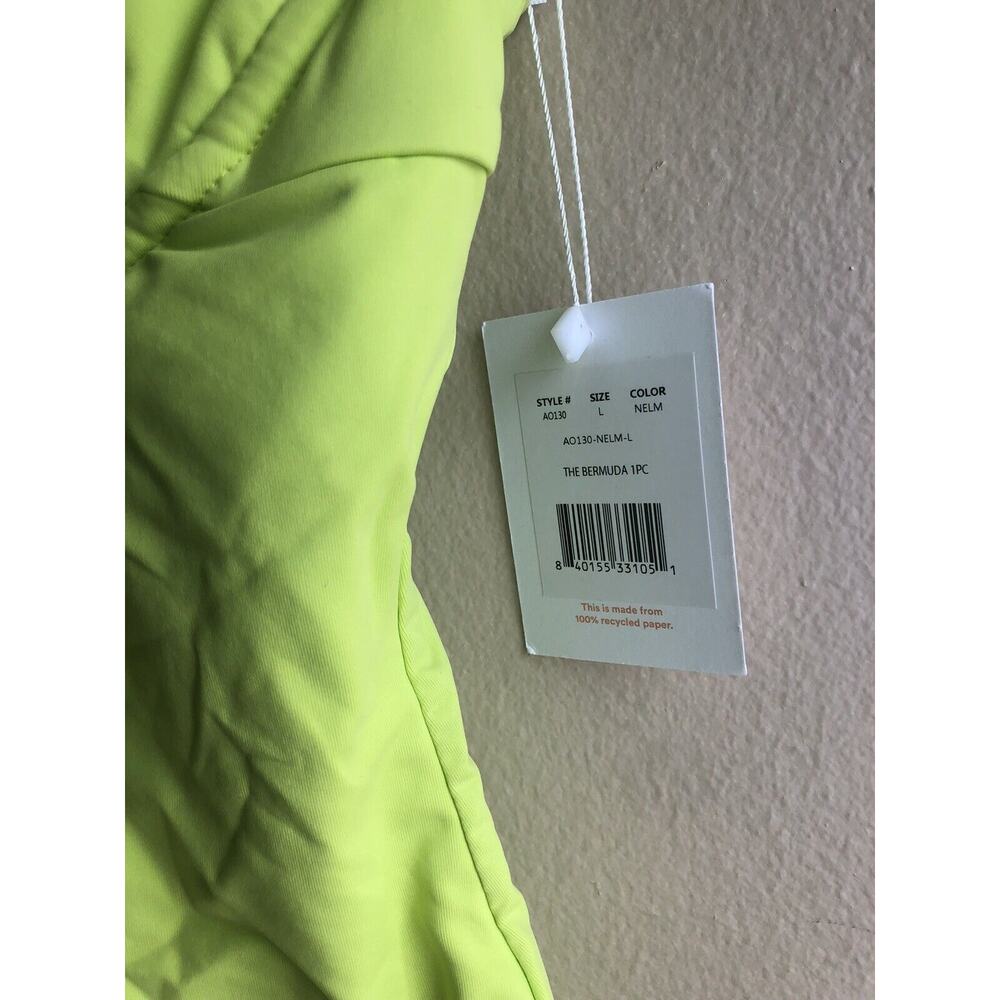 NEW Andie Swim The Bermuda One Piece Swimsuit Neon Yellow Size Large - Picture 5 of 11